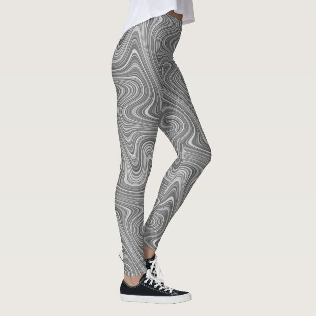 Silver Grått Grått Curvy Linted Abstrakt Leggings (Höger)