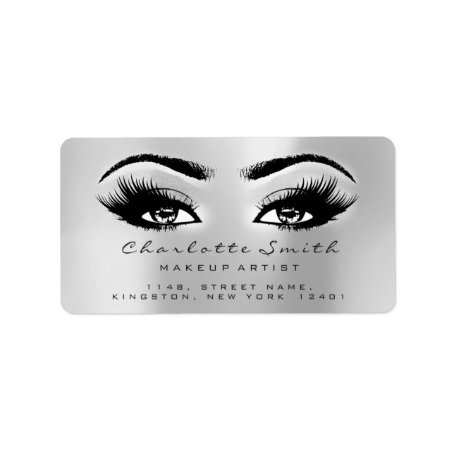 Silver Grått Grått  Makeup Lash Stylst Beauty OSA Adressetikett (Framsidan)
