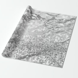 Silver Grått Grått Strokes Glitte Marble Shiny Met Presentpapper