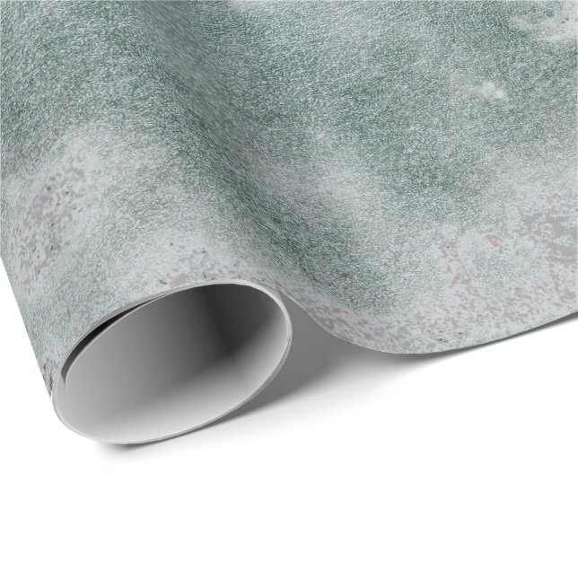 Silver Grått Grungy Marble Stone Teal Grönt VIP Presentpapper (Rullad Hörn)