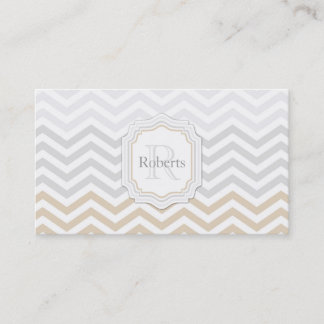 Silver Grått Guld Chevron Monogram Visitkort