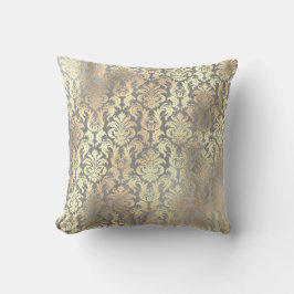 Silver Grått Guld Damask Antonietta Champaigne Kudde