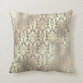 Silver Grått Guld Damask Antonietta Champaigne Kudde