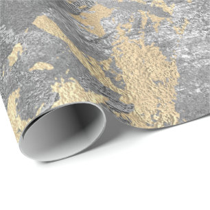 Silver Grått Guld Marble Shiny Metallic Grungy VIP Presentpapper