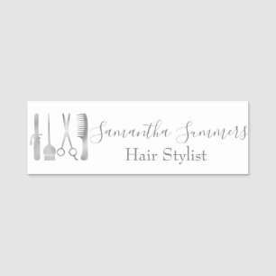 Silver grått Hair Salon Stylist Personlig Namnbricka