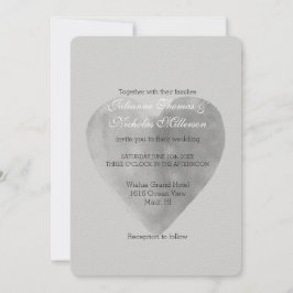 Silver Grått Heart Romantic Bröllop Inbjudningar