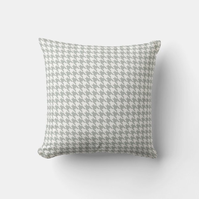 Silver Grått Houndstooth Dekorativ kudde (Framsida)