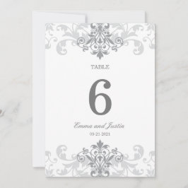 Silver Grått Ironwork Elegant bröllop Bordsnummer