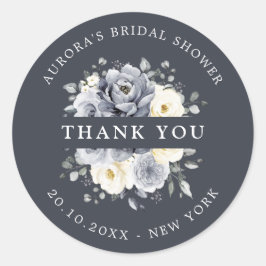 Silver Grått Ivory Blommigt Möhippa Tack Runt Klistermärke