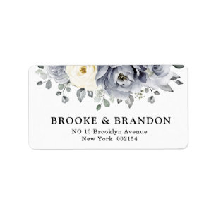 Silver Grått Ivory Blommigt Winter Rustic Bröllop Adressetikett