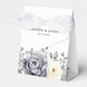 Silver Grått Ivory Blommigt Winter Rustic Bröllop Presentaskar
