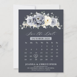 Silver Grått Ivory Blommigt Winter Rustic Calendar Spara Datumet