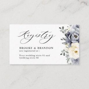Silver Grått Ivory Blommigt Winter Wedding Registr Tilläggskort