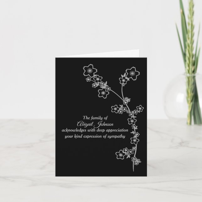 Silver Grått Japansk Foliage Sympathy Tack Kort (Framsida)
