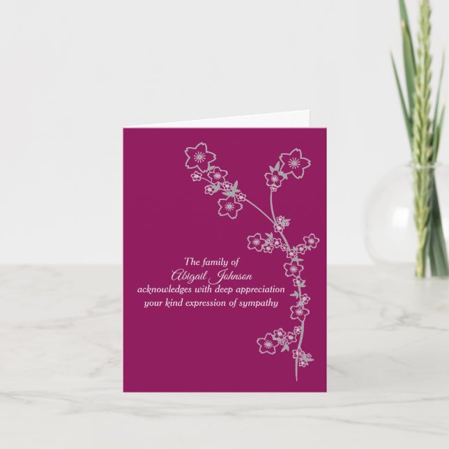 Silver Grått Japansk Foliage Sympathy Tack Kort (Framsida)