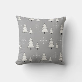 Silver grått jul med gräs och snöflingor kudde
