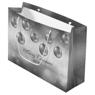 Silver Grått julbalkar med Anpassningsbar text