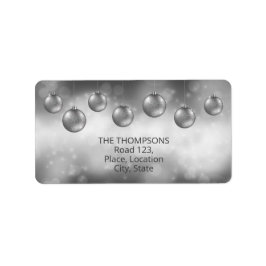 Silver Grått julbalkar med Anpassningsbar text Adressetikett