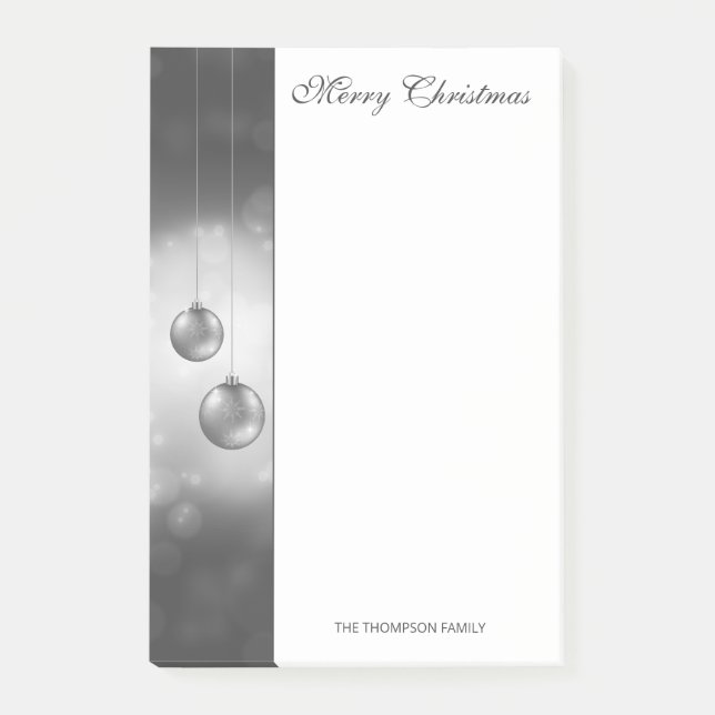 Silver Grått julbalkar med Anpassningsbar text Post-it Block (Framsida)