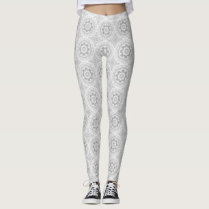 Silver Grått Kaleidoscope Mönster Leggings
