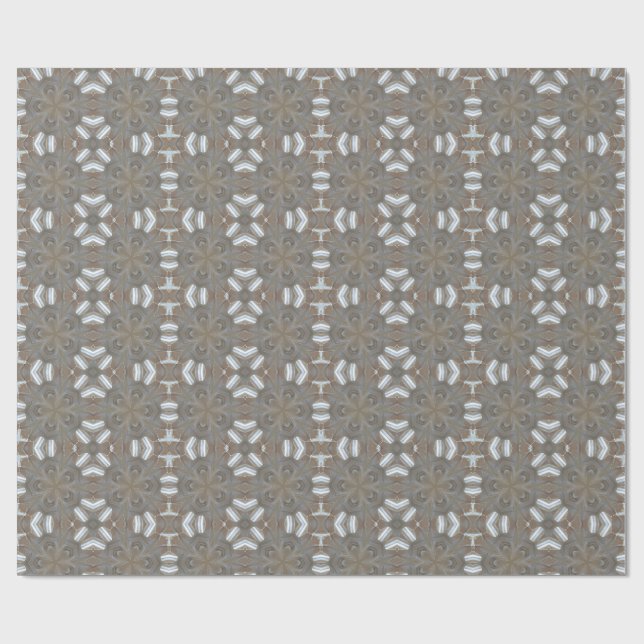 Silver Grått Kaleidoscopic Flower Mönster Elegant Presentpapper (Platt)