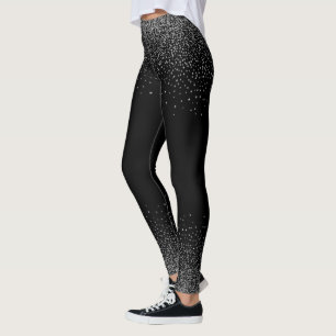 Silver Grått-konfetti på svart Leggings
