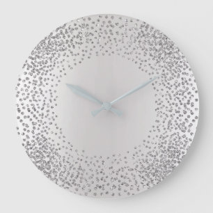 Silver Grått-kristaller Konfetti Glitter Gems MIn Stor Klocka