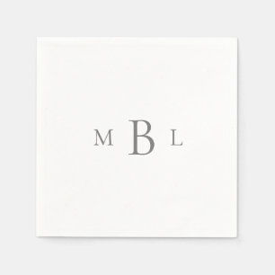 Silver/Grått Large Monogram White Bröllop Cocktail Pappersservett