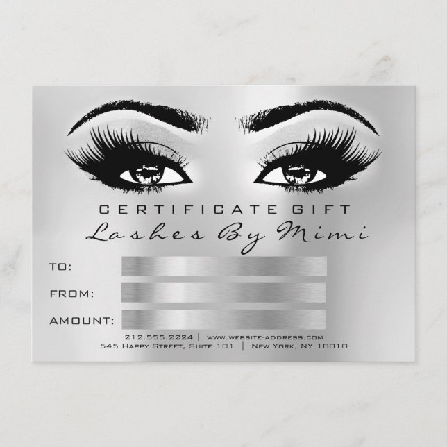 Silver Grått Lash Makeup Artist Certificate Gift (Framsida)