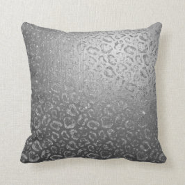 Silver Grått Leopard Skin Glam Safari Kudde