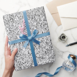 Silver grått ljusa glitter-glittrar, svarta vita presentpapper