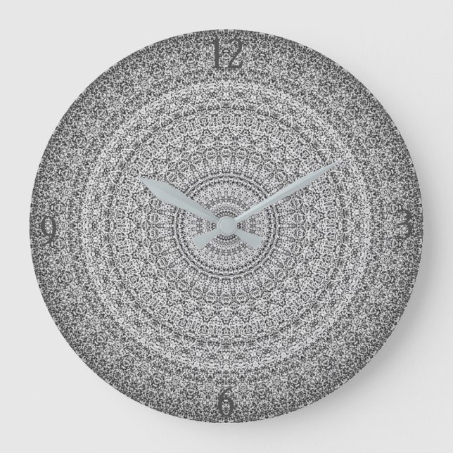Silver/Grått Mandala Stor Klocka (Framsida)