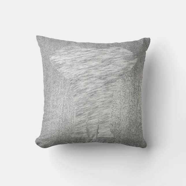 Silver Grått Metallic Black Animal Skin Elephant Kudde (Framsida)