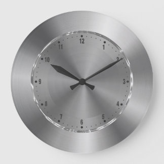 Silver Grått Metallic Design Stainless Steel-utsee Stor Klocka