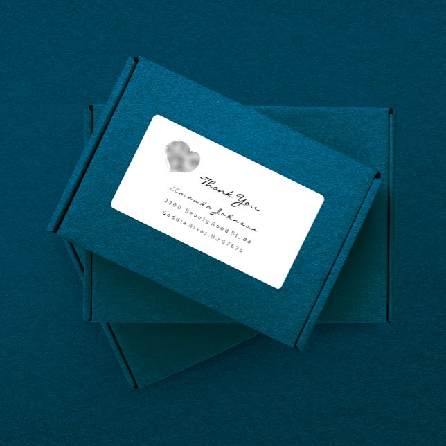 Silver Grått Metallic Heart- pensel Tack Fraktsedel (Skapare uppladdad)