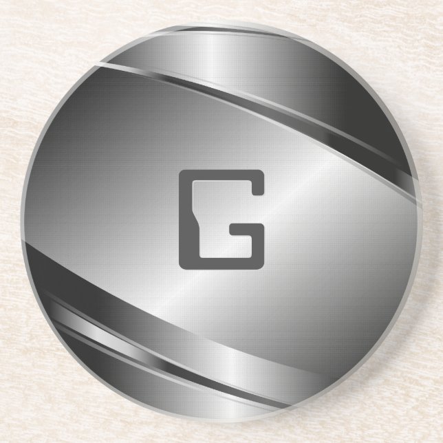 Silver Grått Metallic look-Stainless Steel Mönster Underlägg (Framsidan)