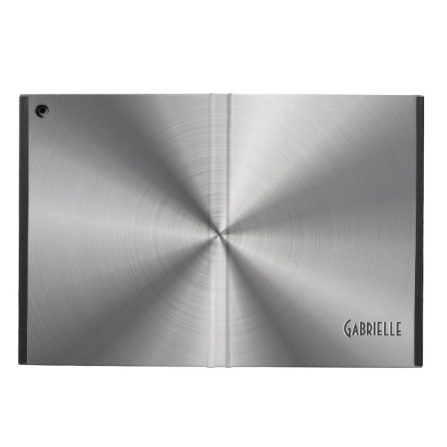 Silver Grått Metallic - Shiny Stainless Steel look iPad Air Fodral (Utsidan)