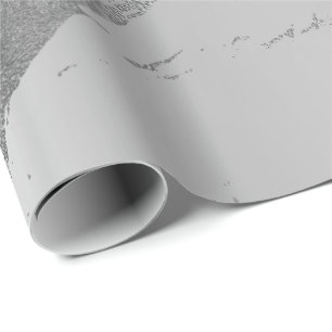 Silver Grått Metallic Strokes Marble Shiny Glam Presentpapper
