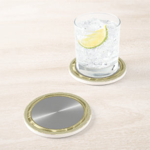 Silver Grått Metallisk design Stainless Steel-utse Underlägg Sandsten