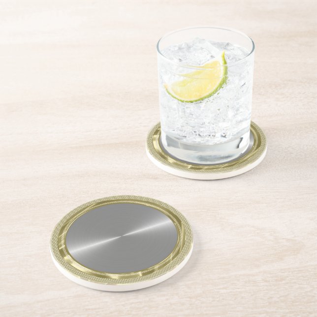 Silver Grått Metallisk design Stainless Steel-utse Underlägg Sandsten (Sidan)