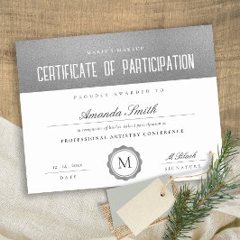 Silver Grått Minimiintyg för deltagande