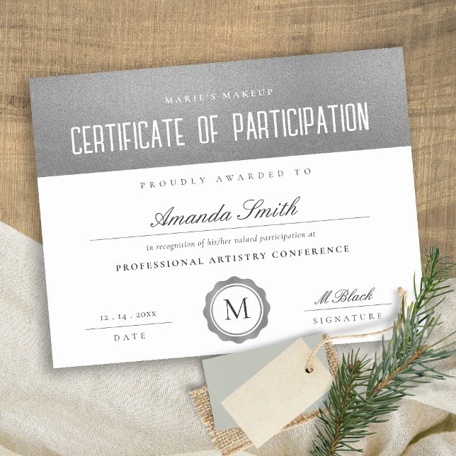 Silver Grått Minimiintyg för deltagande (Skapare uppladdad)