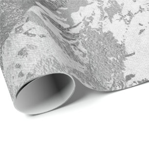 Silver Grått Monochrom Marble Shiny Metallic VIP Presentpapper