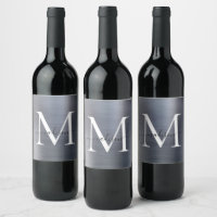 Silver Grått Monogram Girly Script Metallic Steel