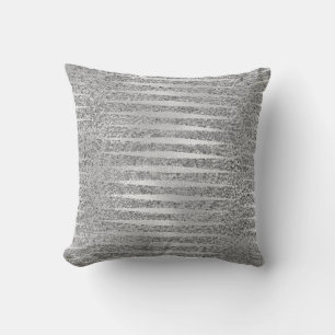 Silver Grått Monokromatiskt Glitter Glass Rand Kudde