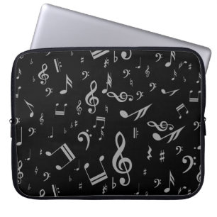 Silver Grått Musik noter på Black Laptop Fodral