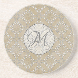 Silver Grått och Beige Metallic Filagret Mönster Underlägg