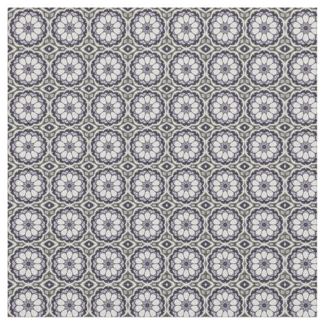Silver Grått och Lilac-Blommönster Tyg (Närbild)