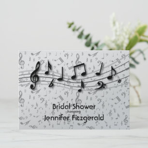Silver Grått och svart musik noter Möhippa Inbjudningar