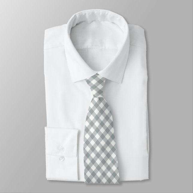 Silver Grått och White Angled Gingham Slips (Bunden)